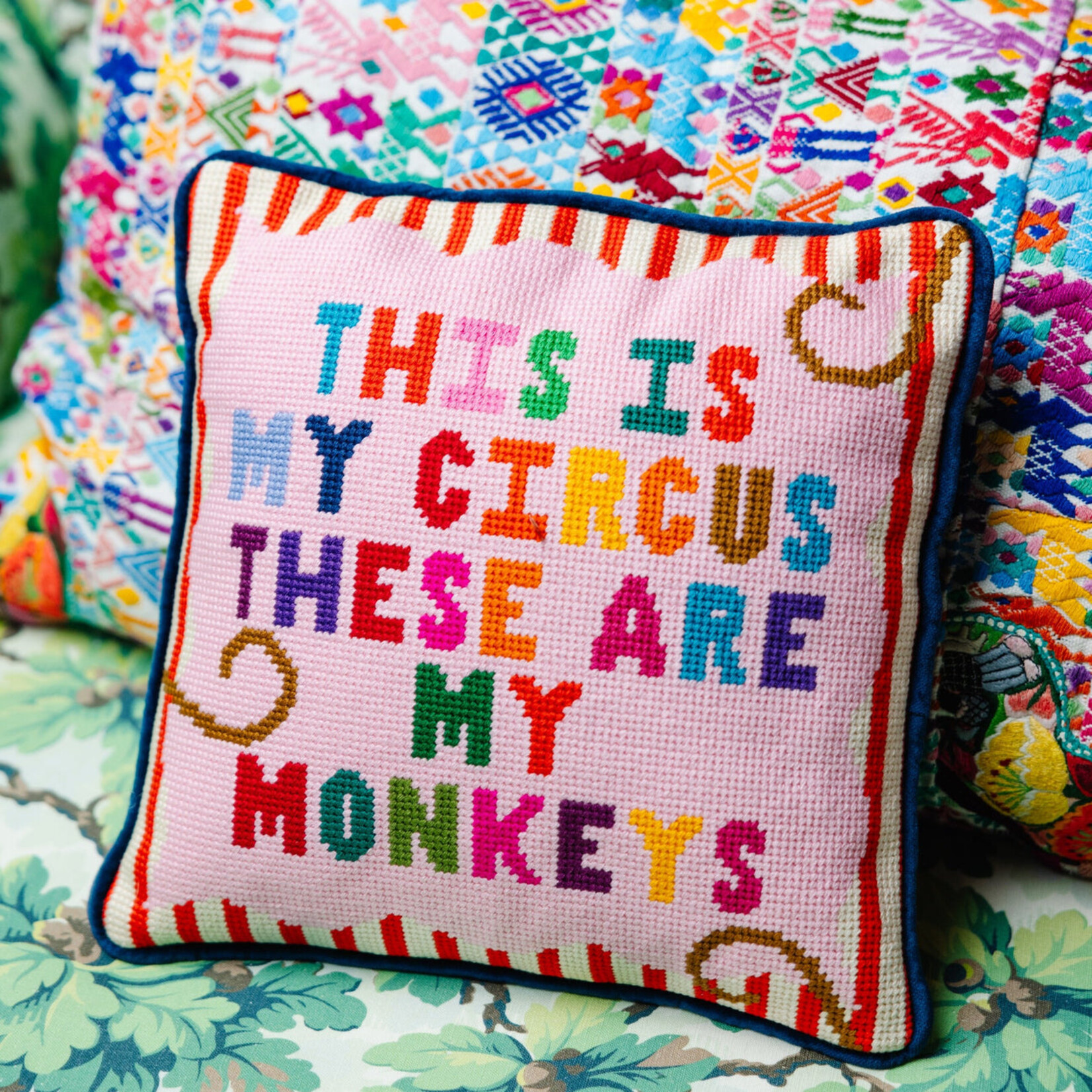 Furbish My Circus Needlepoint Pillow