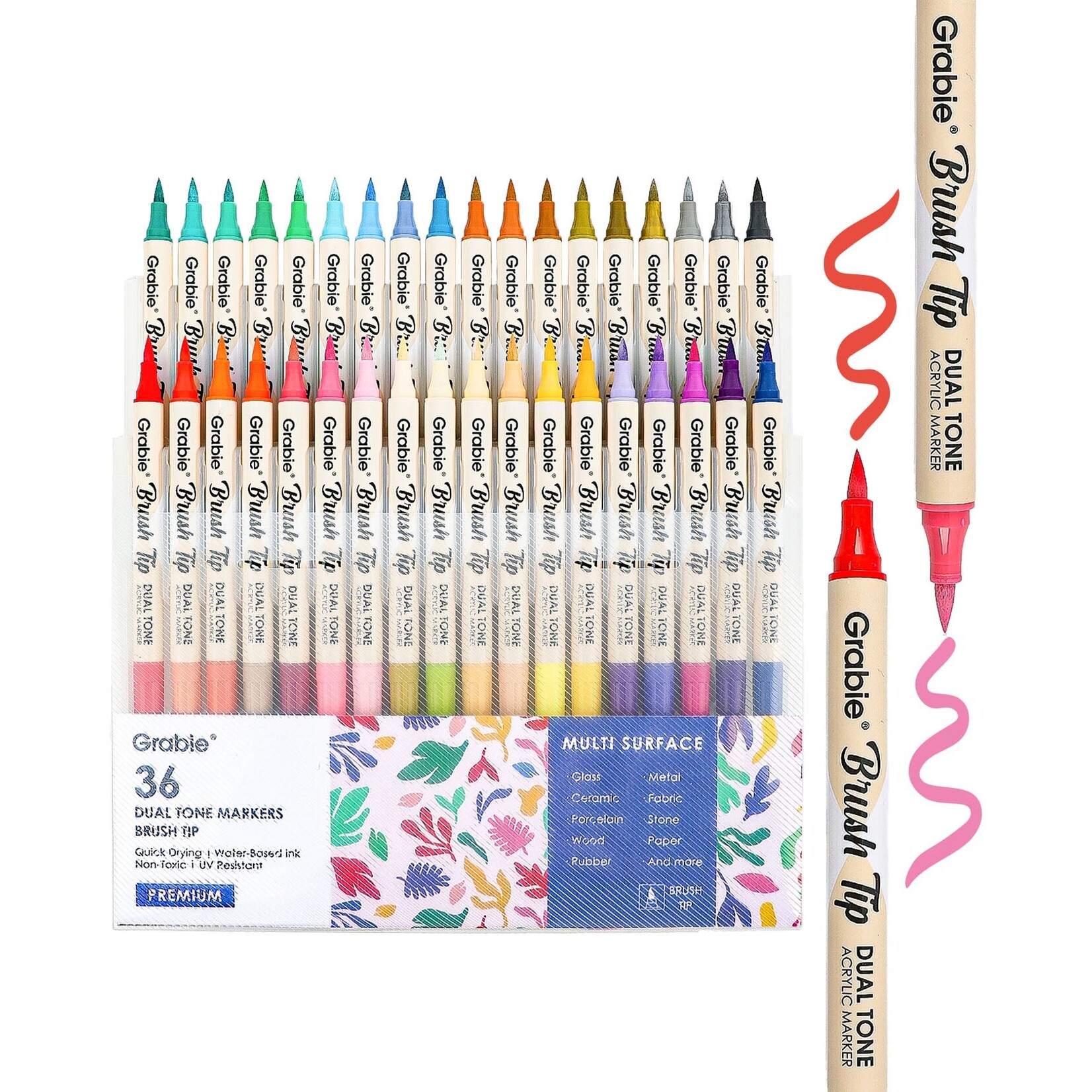 Grabie Grabie Art Dual Tone Brush Tip Acrylic Paint Marker Set of 36