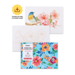 Grabie Grabie Art Floral-Themed Watercolor Coloring Book - 15 Sheets