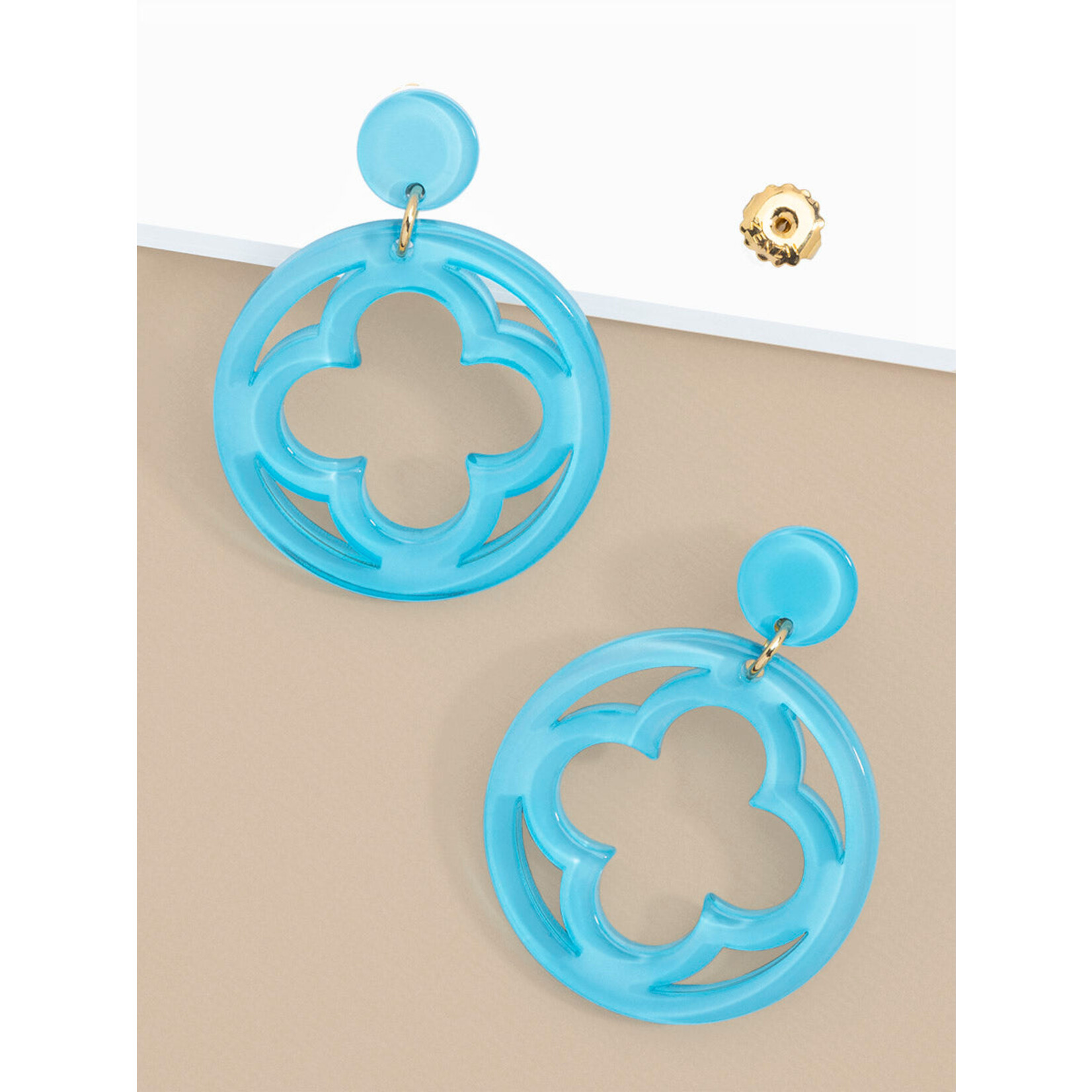 Zenzii Zenzii Resin Drop Earrings w/ Open Clover
