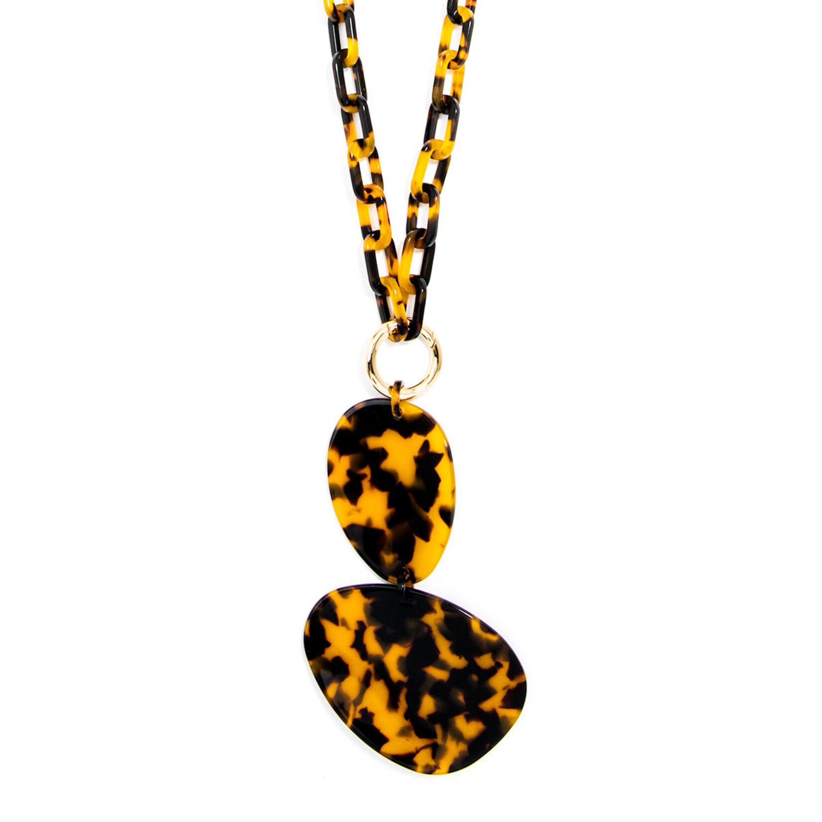 Zenzii Zenzii Long Resin Tortoise Shell Chain Necklace with Guitar Pick Pieces
