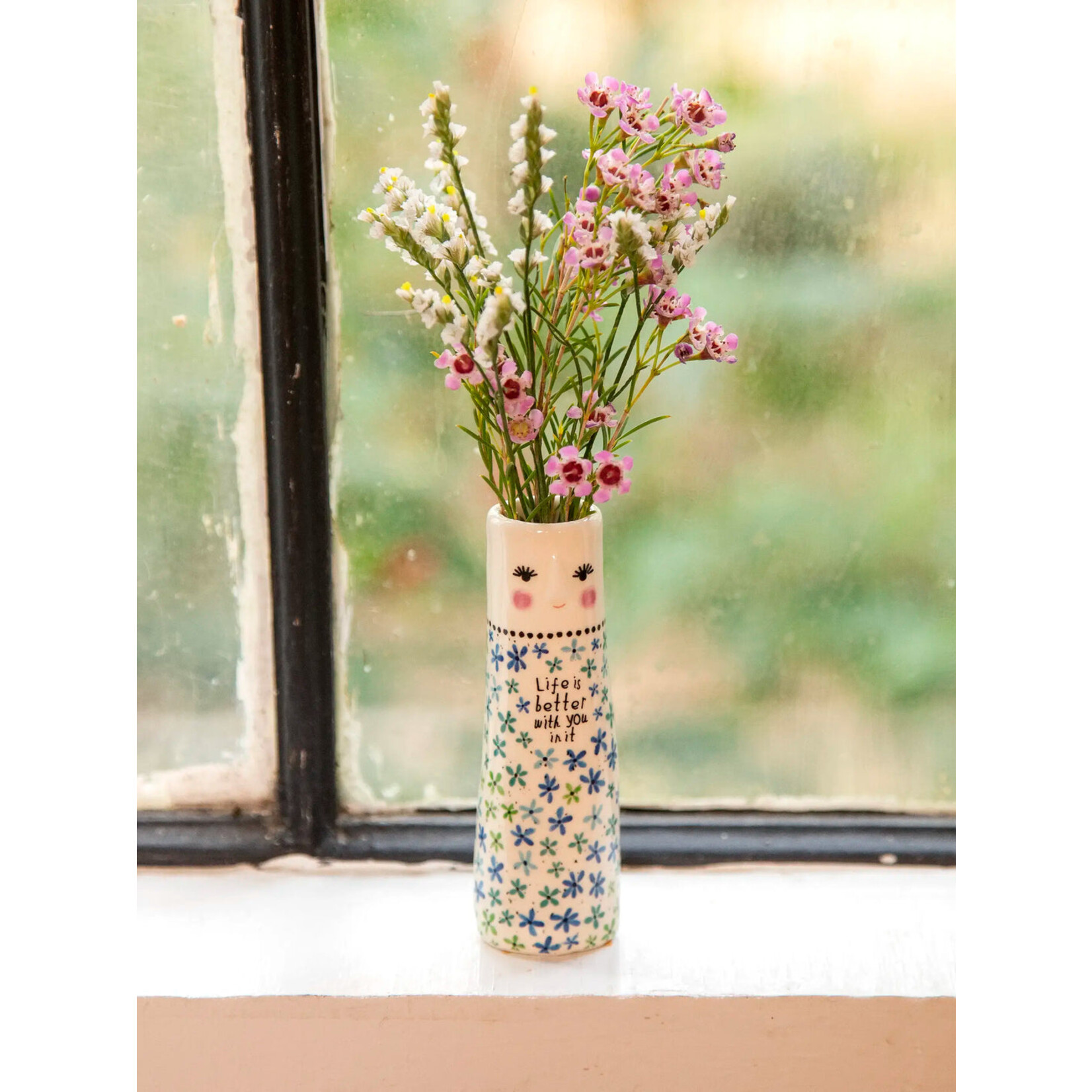 Natural Life Folk Friend Bud Vase -Life Is Better
