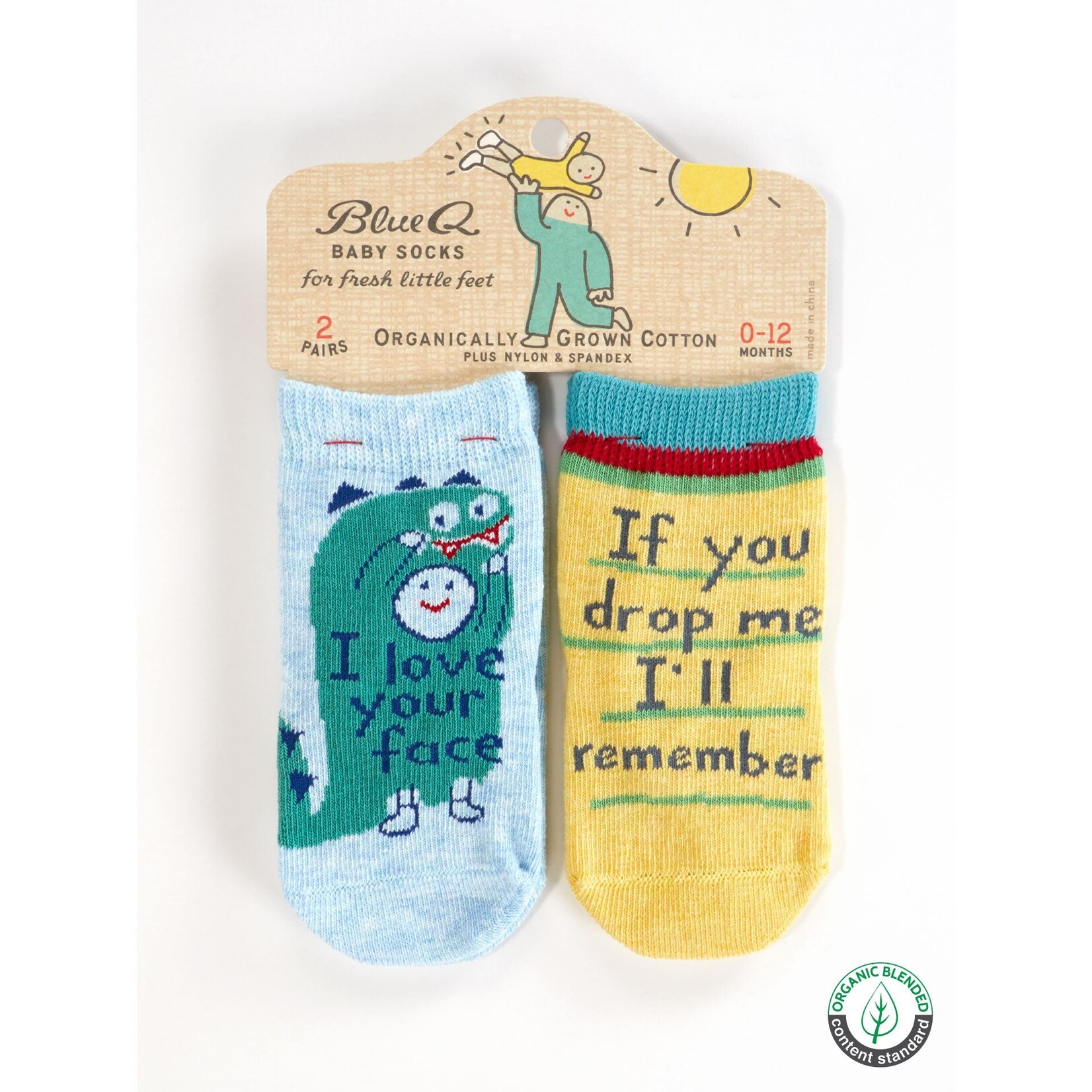 Blue Q Blue Q I Love Your Face/ If You Drop Me I'll Remember Baby Socks