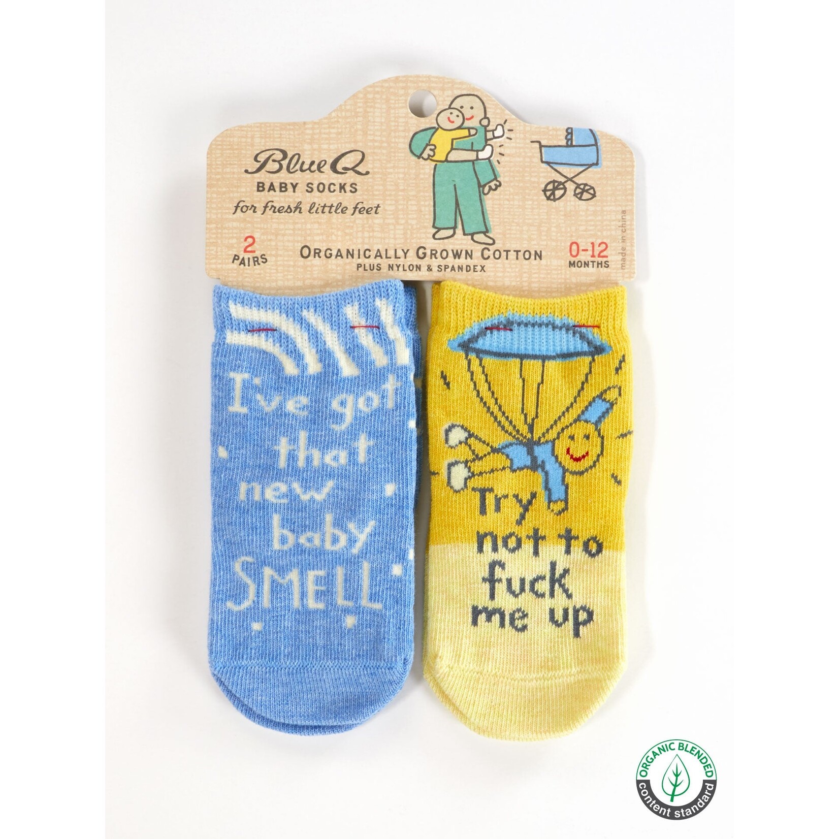 Blue Q Blue Q I've Got That New Baby Smell/ Try Not To Fuck Me Up Baby Socks
