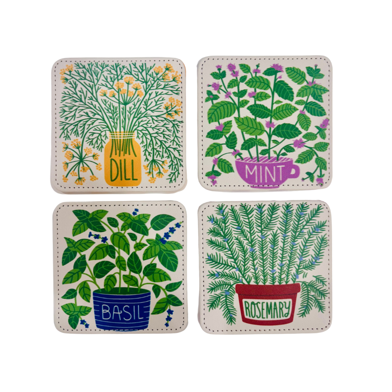 Keva Style Homegrown Herbs Coasters Set of 4