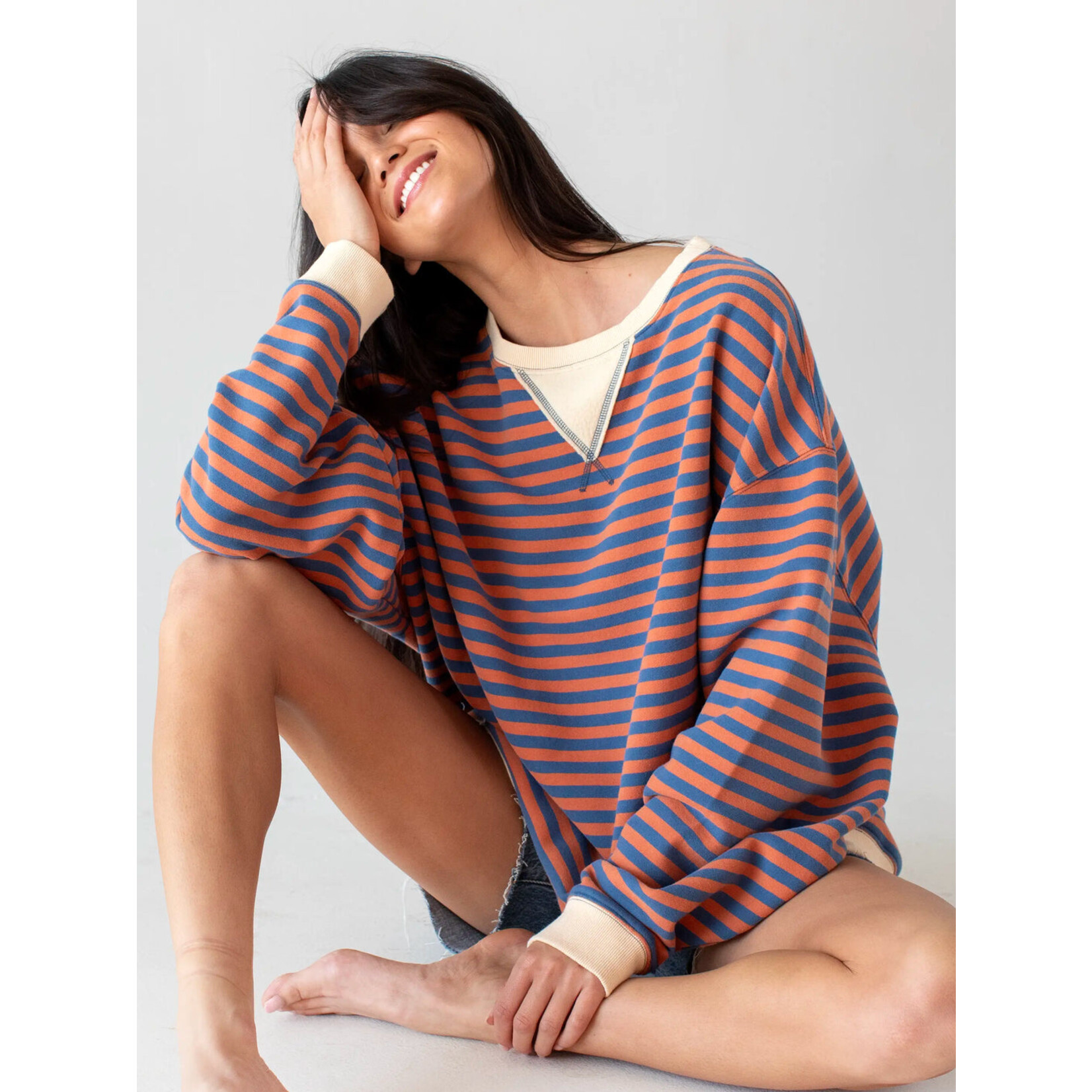 Natural Life Oversized Striped Crewneck - S/M