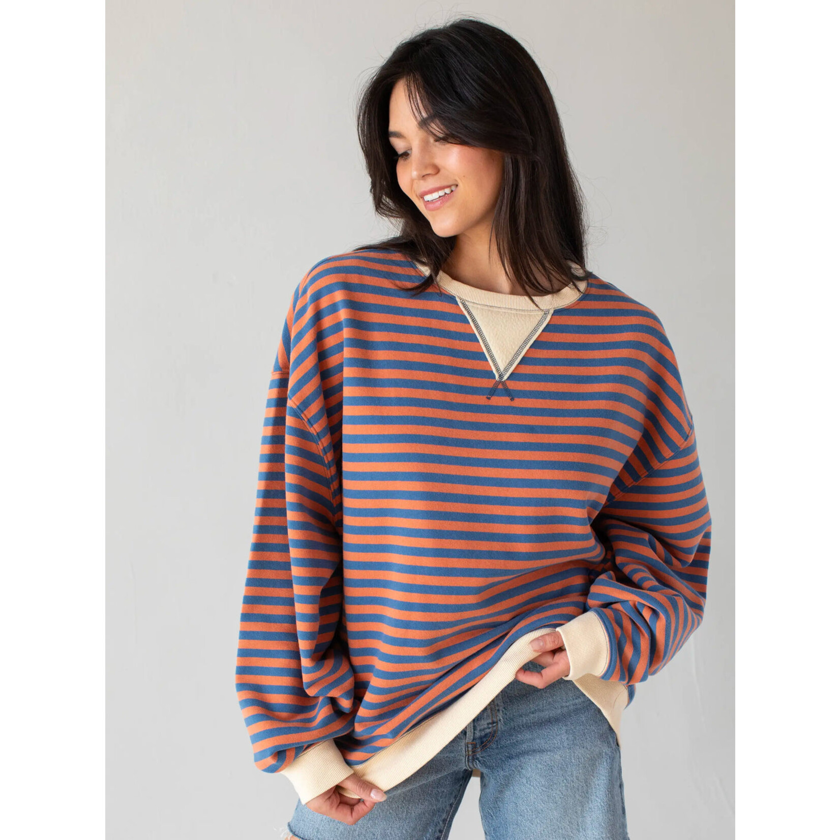 Natural Life Oversized Striped Crewneck - S/M