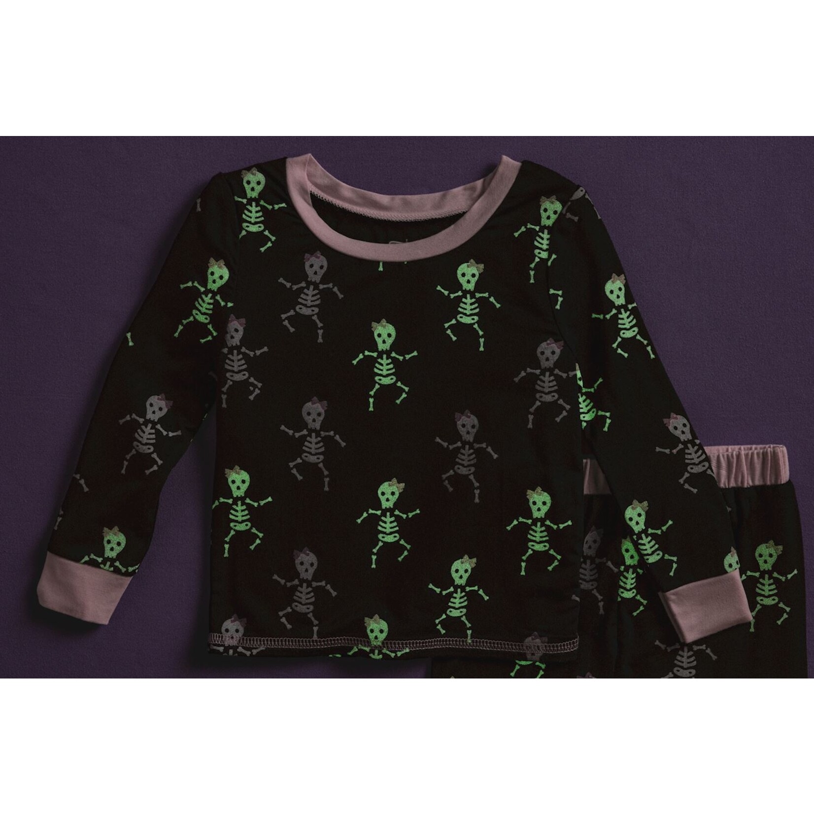 Mud Pie Pink Skeleton Glow Toddler Pajamas