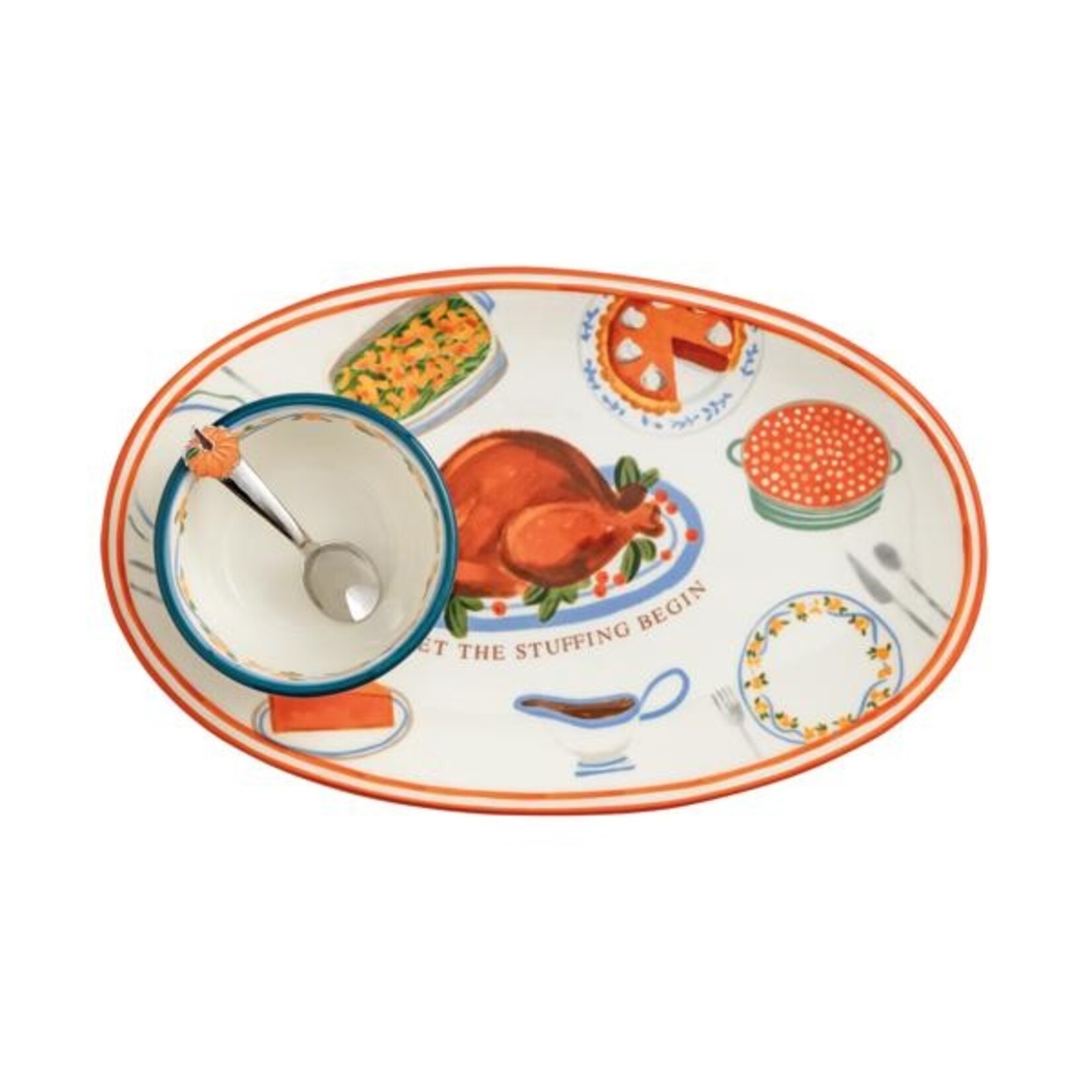 Mud Pie Turkey Dinner Tray and Dip Set