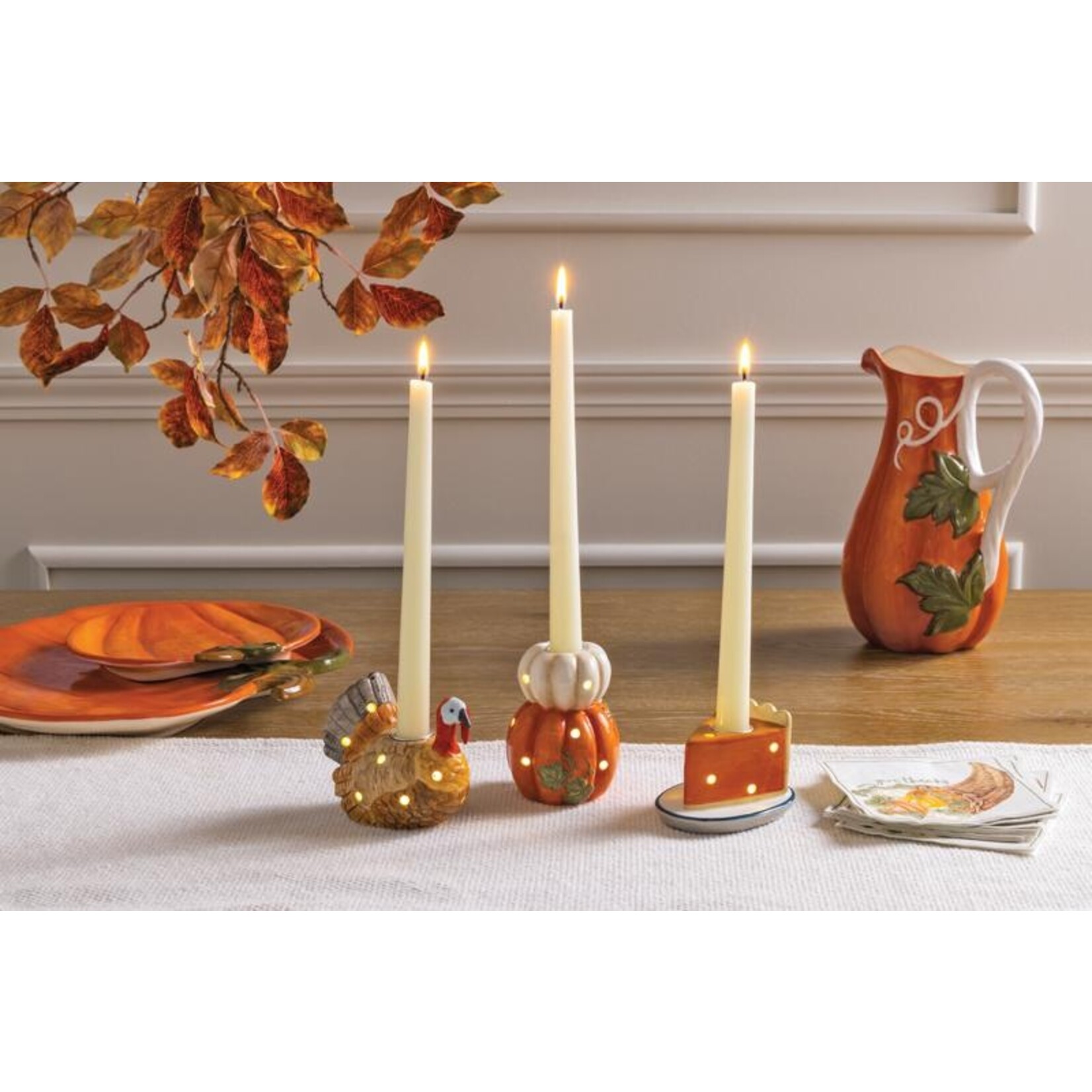 Mud Pie Light Up Pie Thanksgiving Taper Holder
