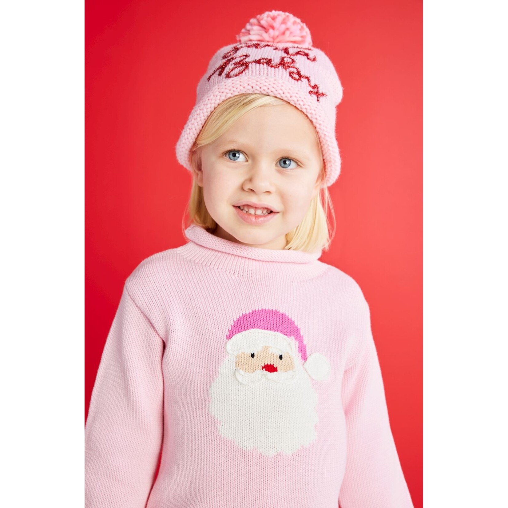 Mud Pie Pink Santa Rollneck Sweater