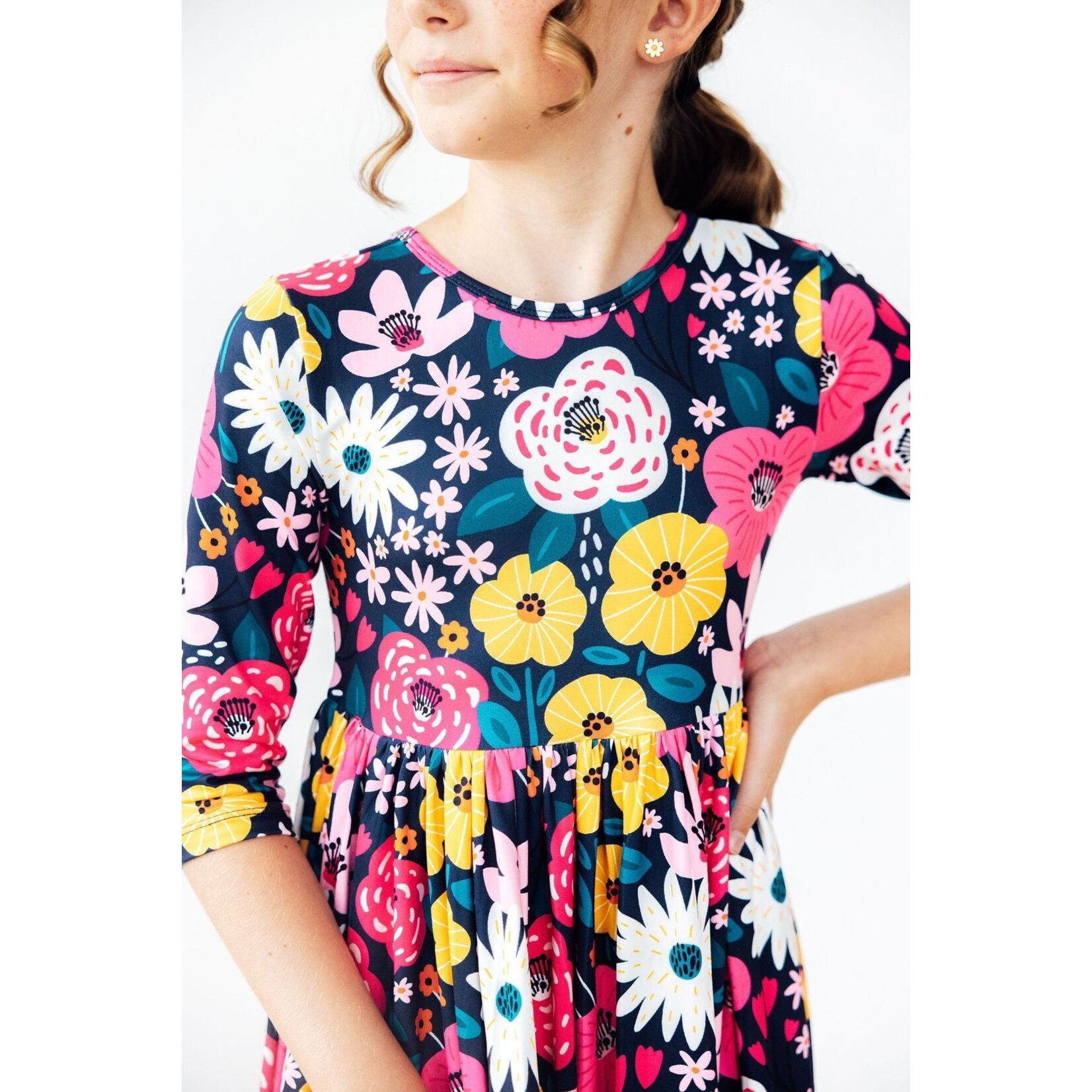 Mila & Rose Mila & Rose Midnight Floral 3/4 Sleeve Dress