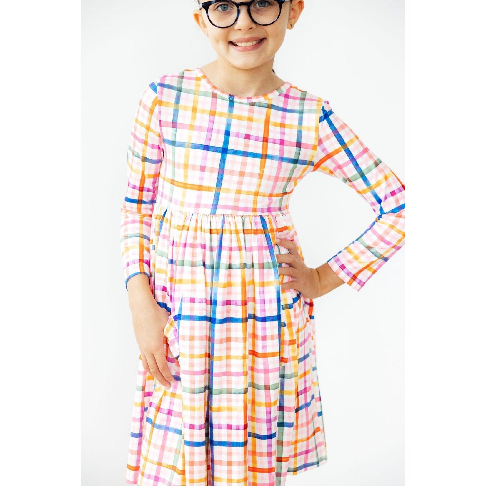 Mila & Rose Mila & Rose Plaid About You Long Sleeve Twirl Dress