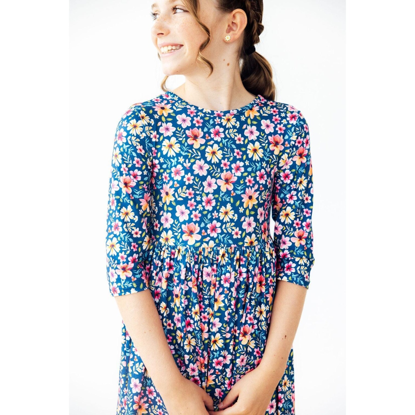 Mila & Rose Mila & Rose Rainforest Blooms 3/4 Sleeve Pocket Twirl Dress