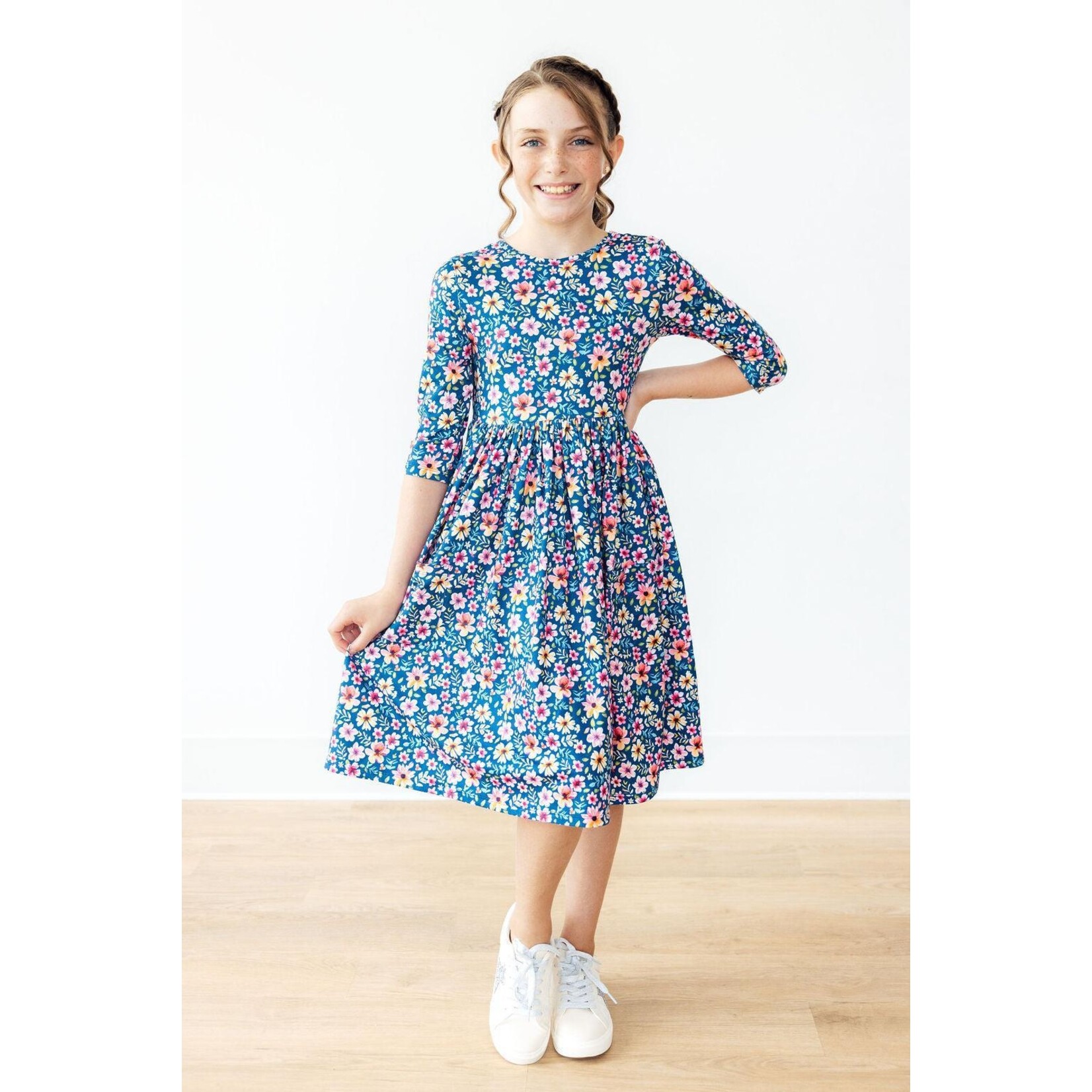 Mila & Rose Mila & Rose Rainforest Blooms 3/4 Sleeve Pocket Twirl Dress