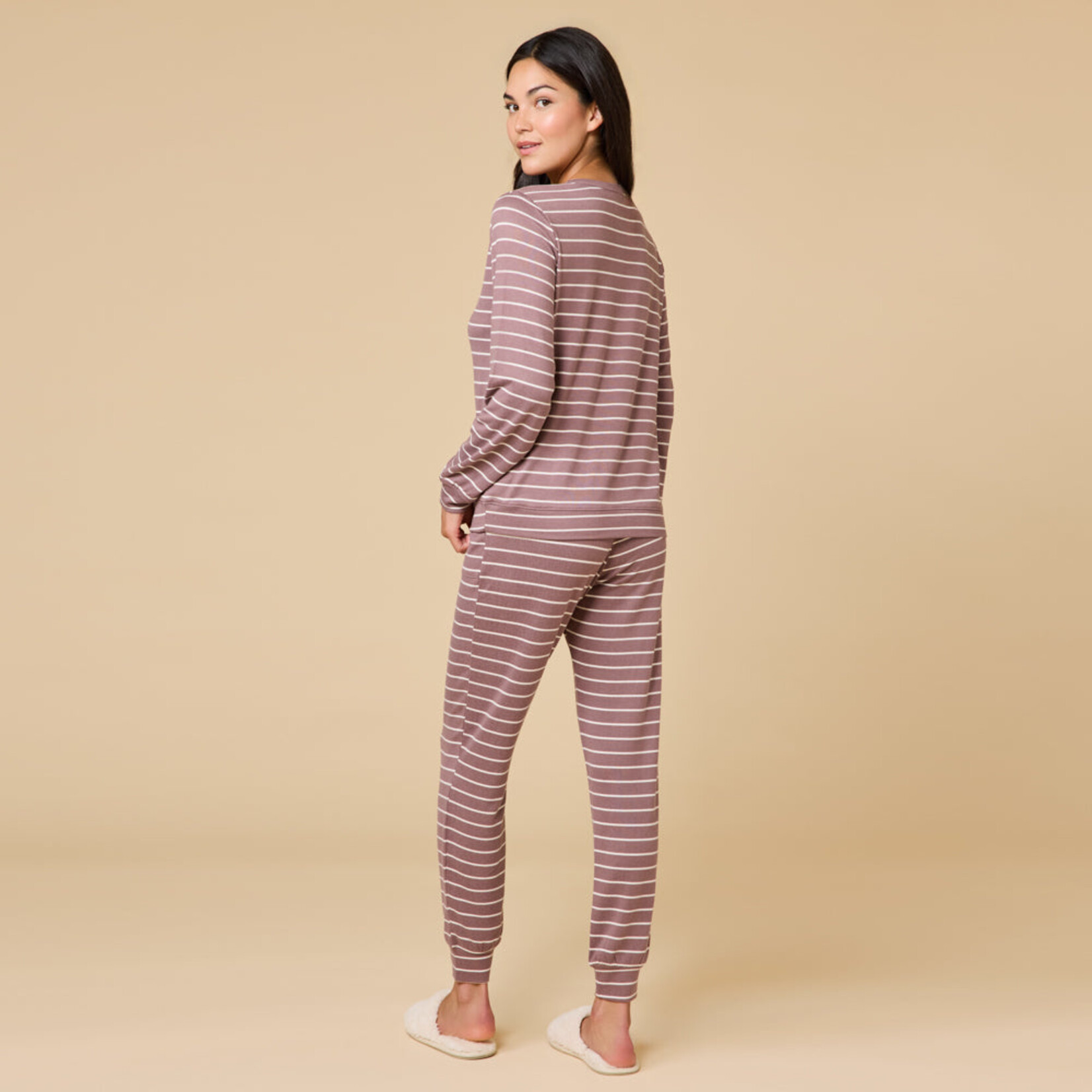 Softies Softies Driftwood Stripe Dream Jersey Crew Neck Lounge Set