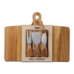 tag Say Cheese Long Acacia Board And Cheese Utensil Set