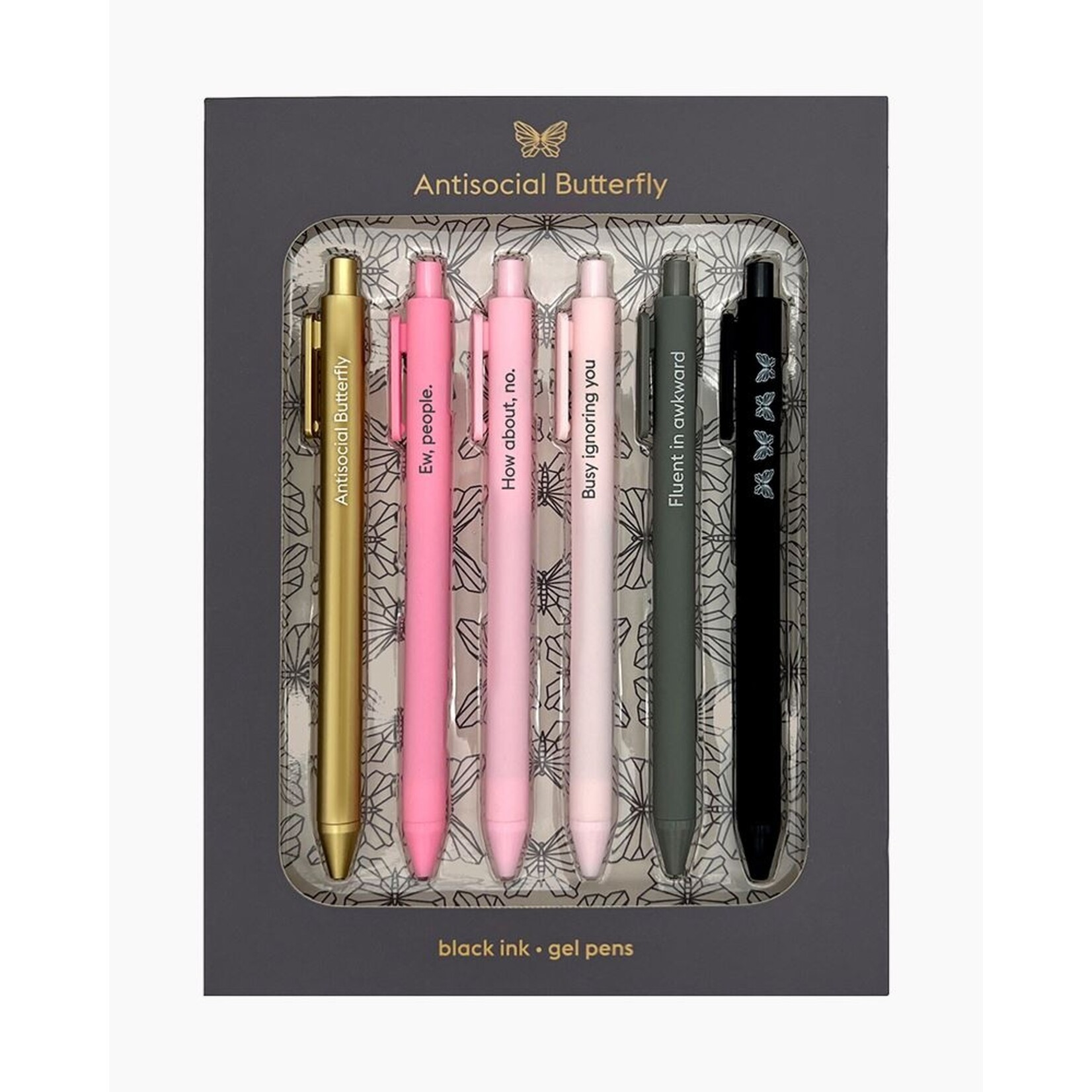 Snifty Antisocial Butterfly Black Ink Gel Pen