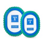 Two's Company Double Scalloped Edge Blue/Green 5 x 7 Frame