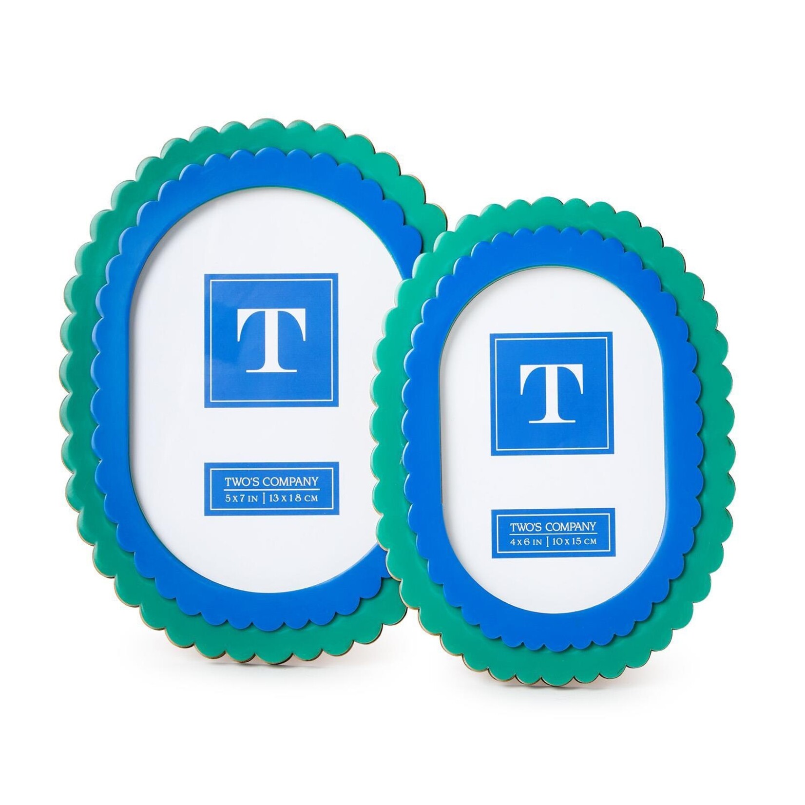 Two's Company Double Scalloped Edge Blue/Green 5 x 7 Frame