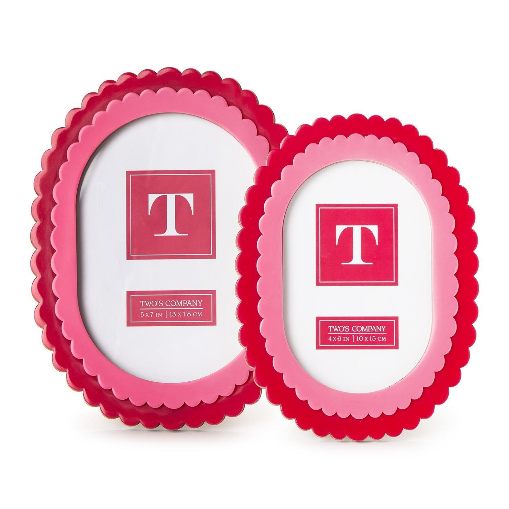 Two's Company Double Scalloped Edge Pink/Dark Pink 4 x 6 Frame