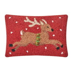 Peking Handicraft Reindeer with Bells Hook Pillow - 8x12