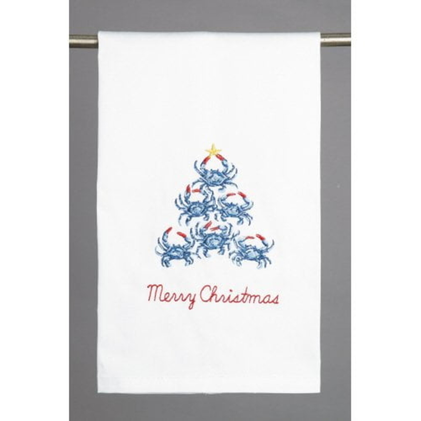 Peking Handicraft Blue Crab Christmas Tree Dish Towel