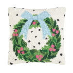 Peking Handicraft Spotted Holiday Wreath Hook Pillow - 14" x 14"