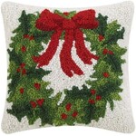 Peking Handicraft Holiday Wreath Hook Pillow 10x10