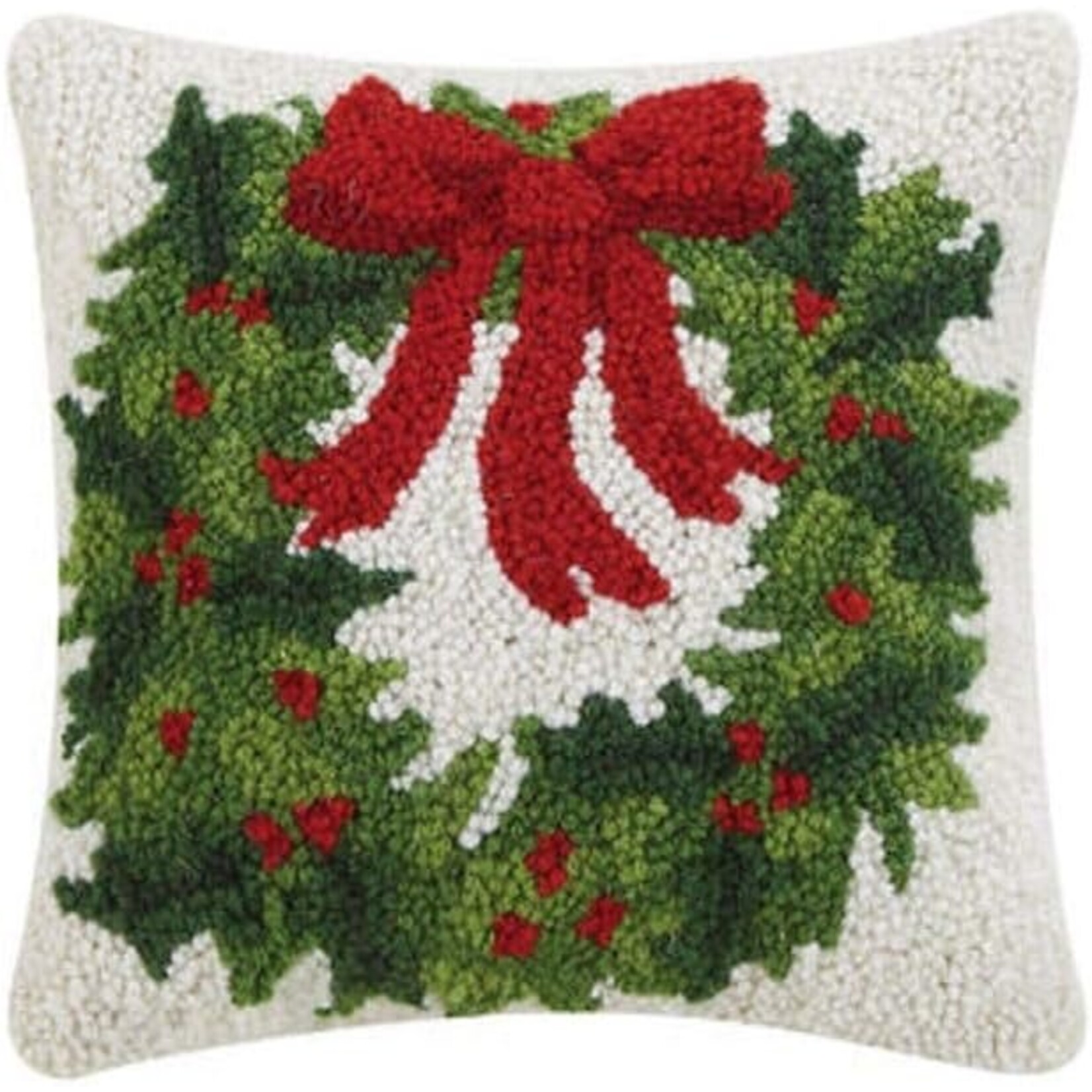 Peking Handicraft Holiday Wreath Hook Pillow 10x10
