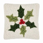 Peking Handicraft Holly Snowflake Hook Pillow 10x10