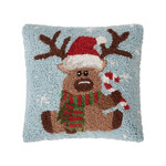 Peking Handicraft Holiday Reindeer Hook Pillow 10x10