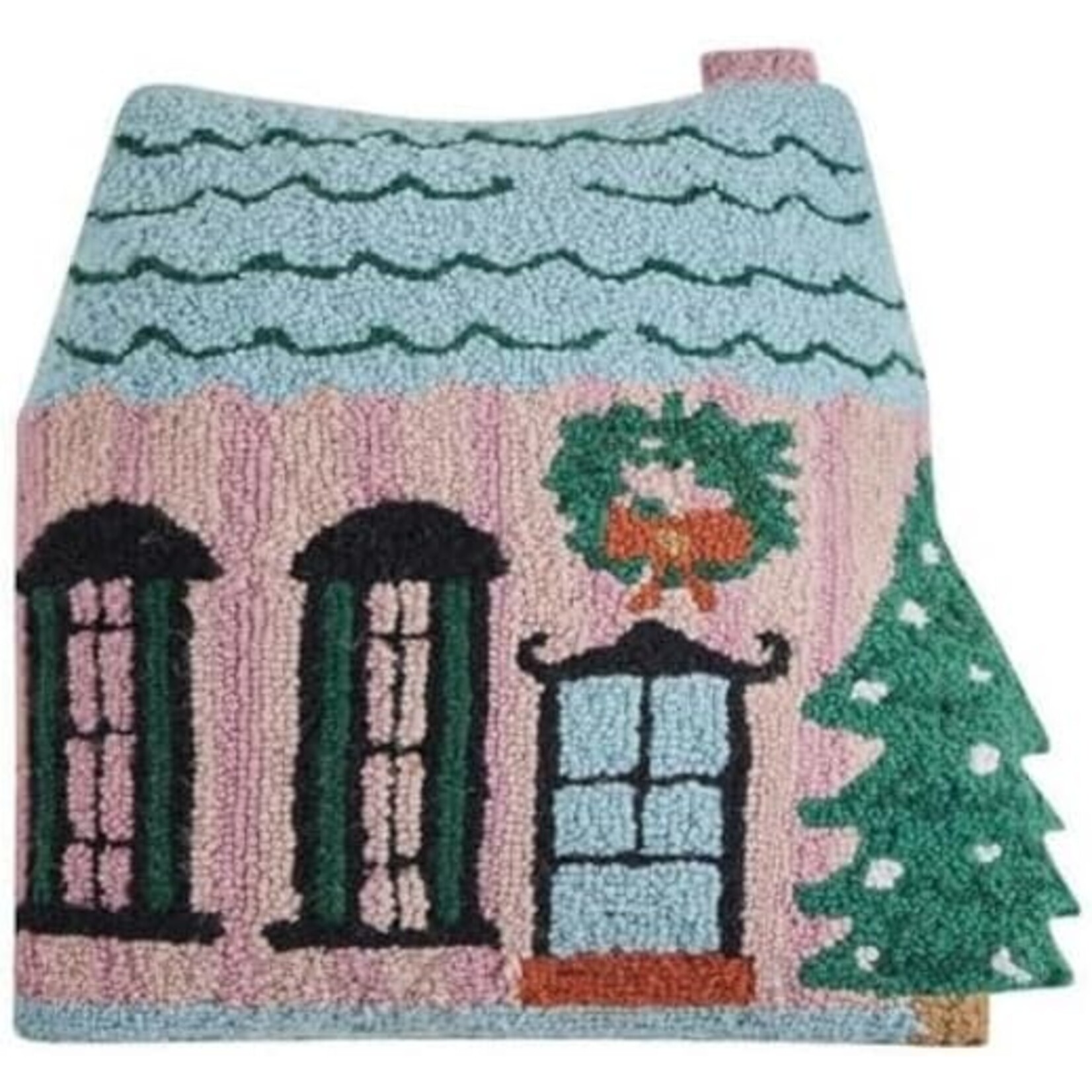 Peking Handicraft Holly Stripe House Shape Hook Pillow 16x18