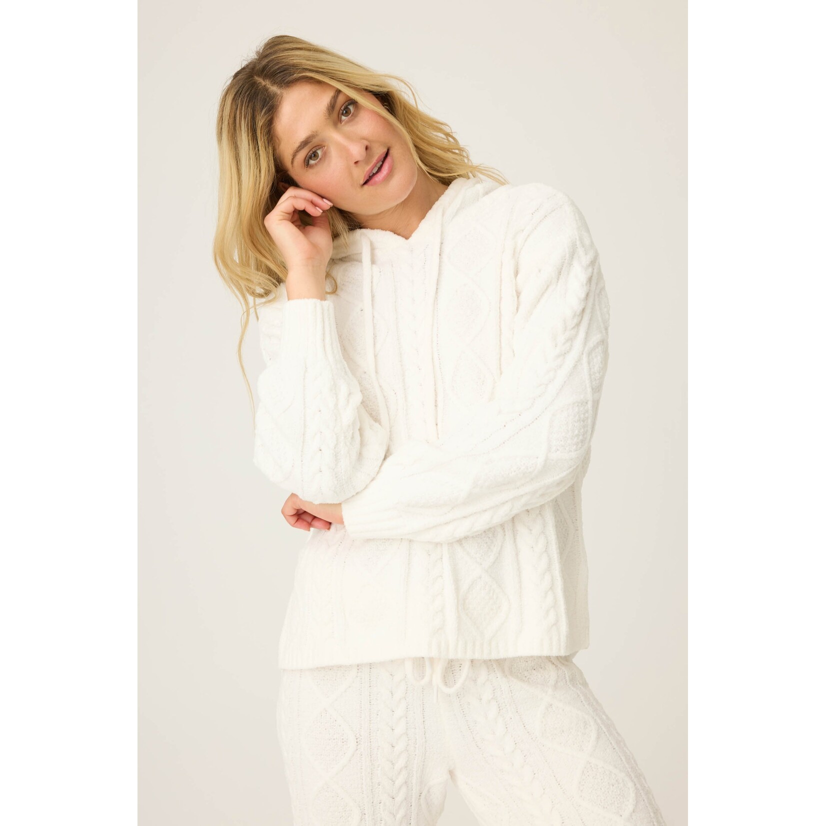 P.J. Salvage P.J. Salvage  Chenille Cable Knit Ivory Hoodie