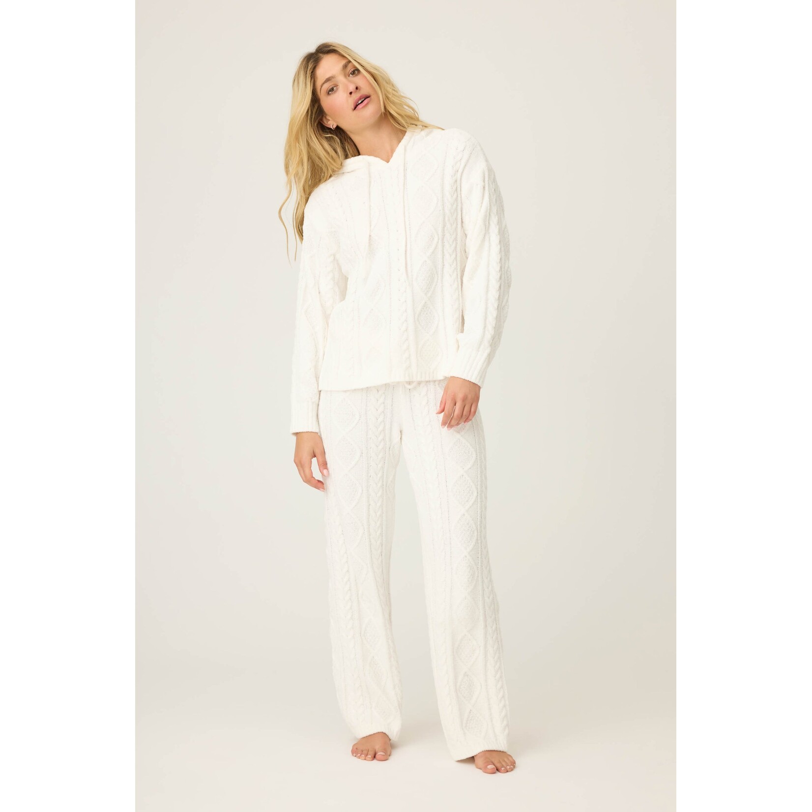 P.J. Salvage P.J. Salvage  Chenille Cable Knit Ivory Hoodie