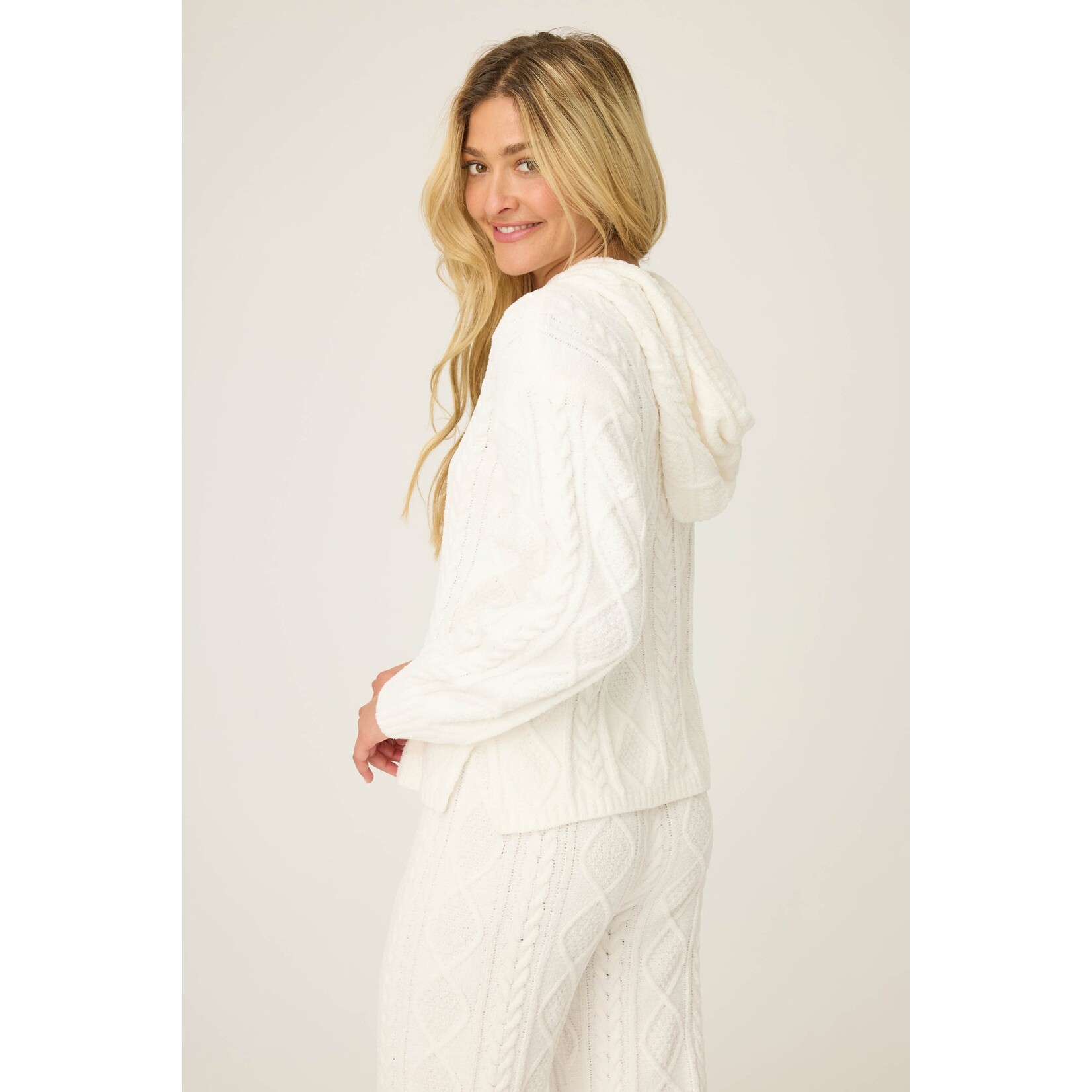 P.J. Salvage P.J. Salvage  Chenille Cable Knit Ivory Hoodie