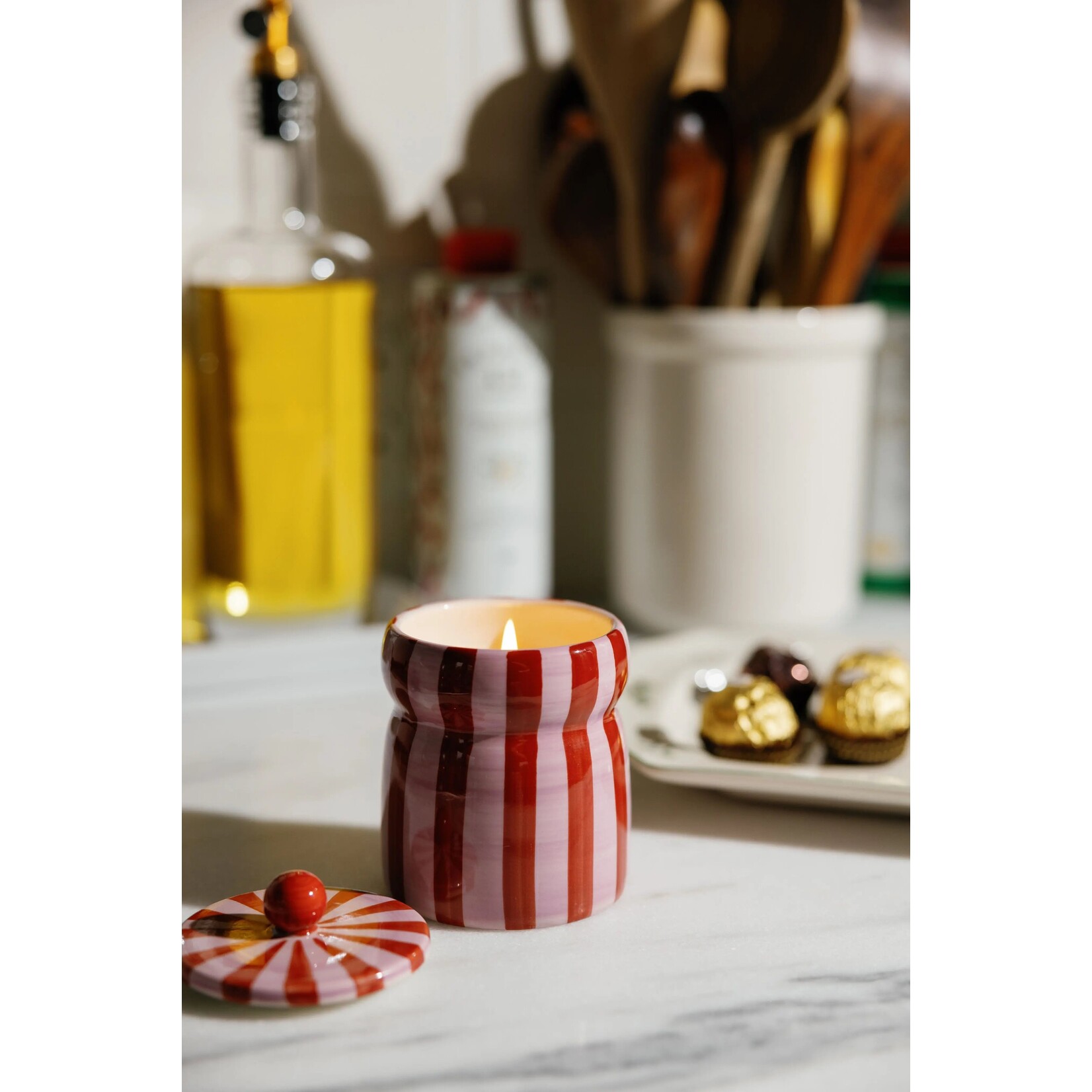 Paddywax Pink Peppermint- Cabana Red & Pink Striped Candle 6.5 oz