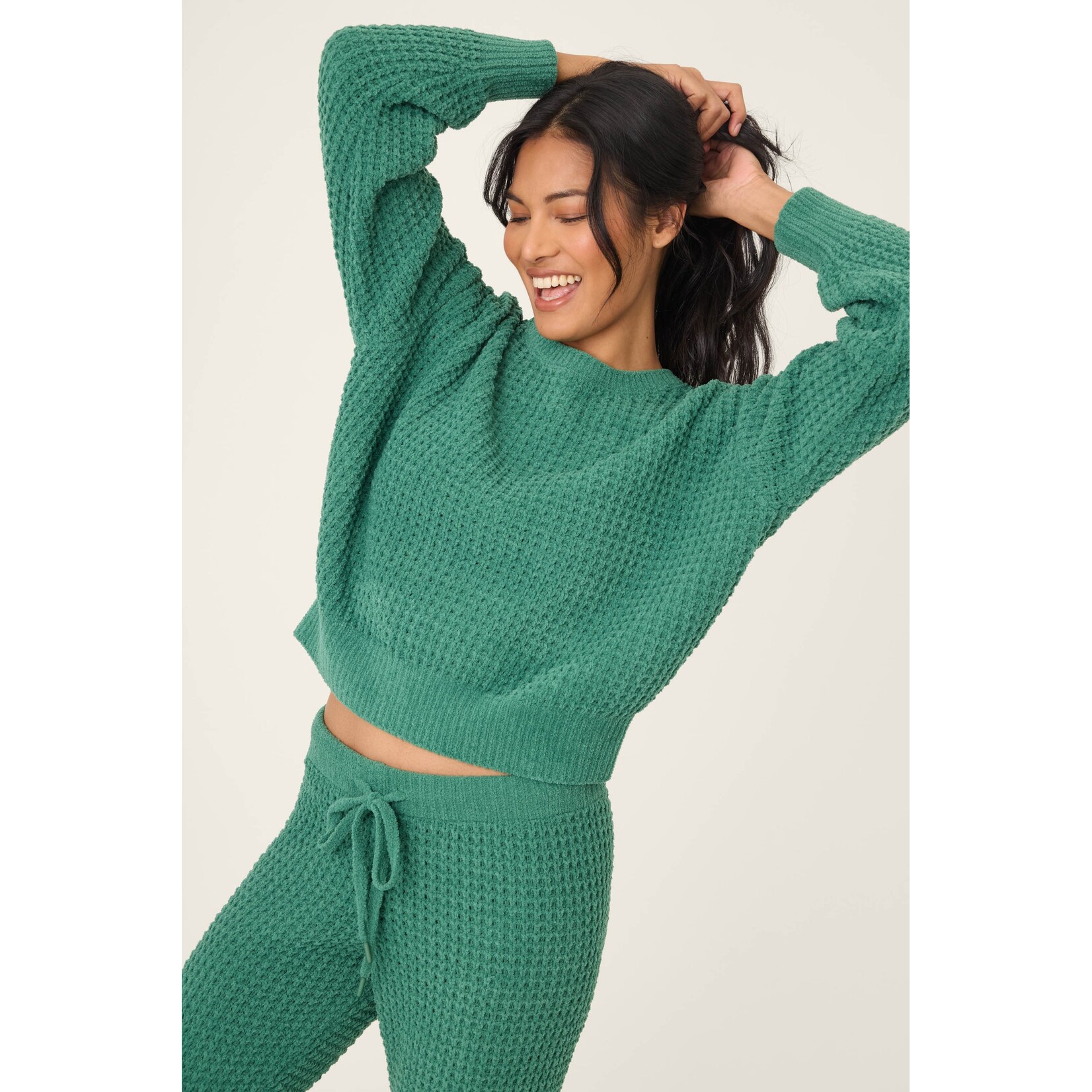 P.J. Salvage P.J. Salvage Chenille Waffle Long Sleeve Forest Top