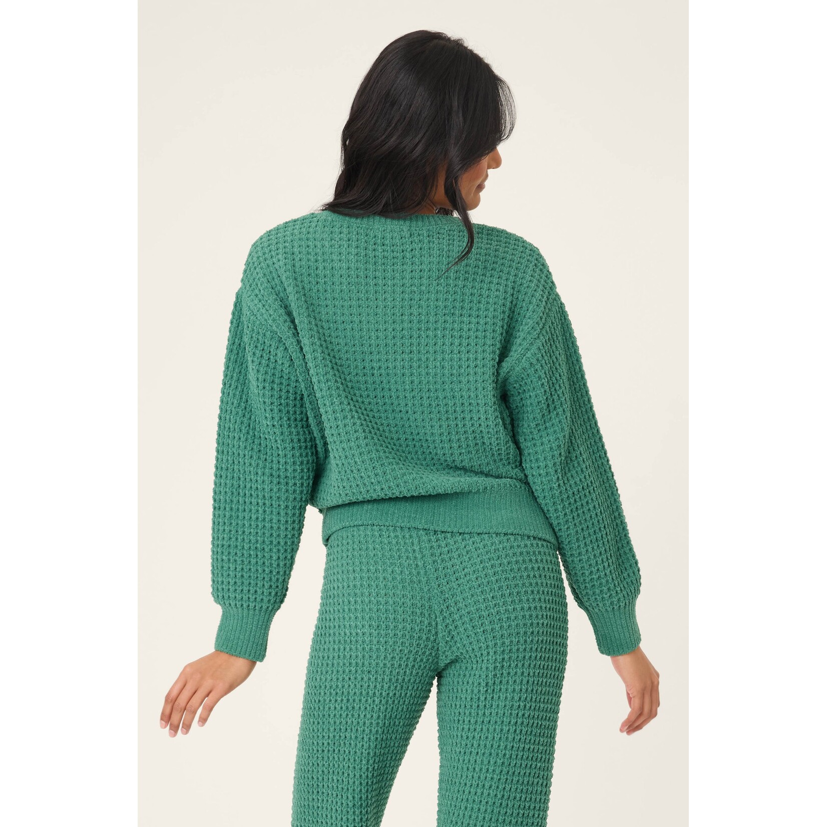 P.J. Salvage P.J. Salvage Chenille Waffle Long Sleeve Forest Top