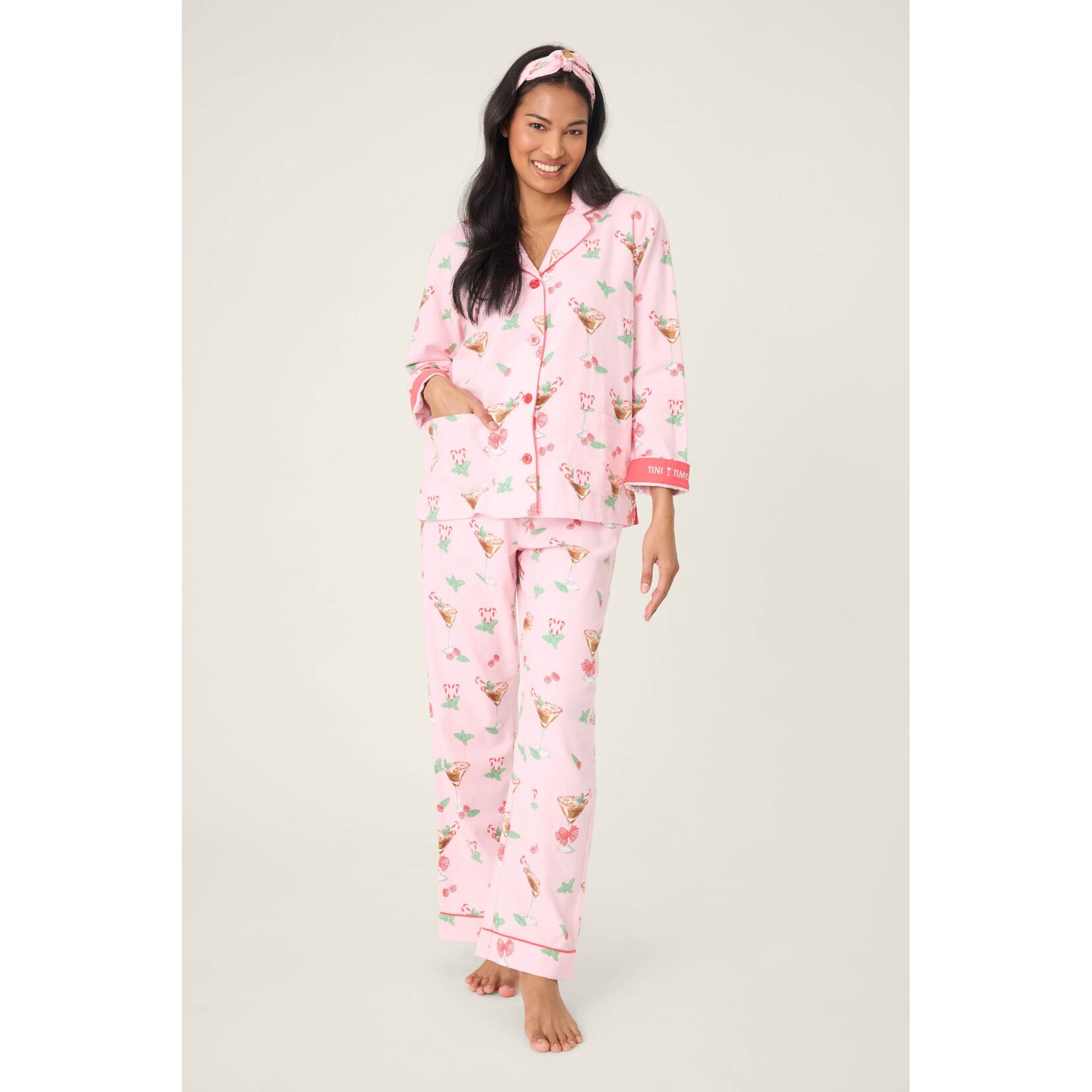 P.J. Salvage P.J. Salvage Tini Time Drink Print 3-Piece Flannel PJ Set