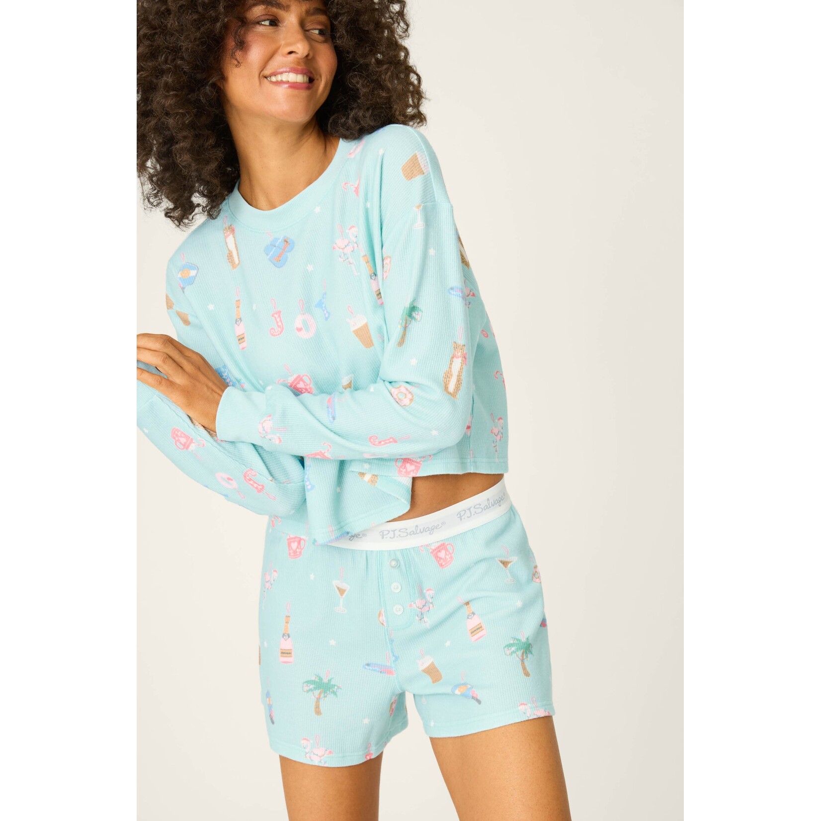 P.J. Salvage P.J. Salvage Boyfriend Boxer Ornament Print Shorts Set