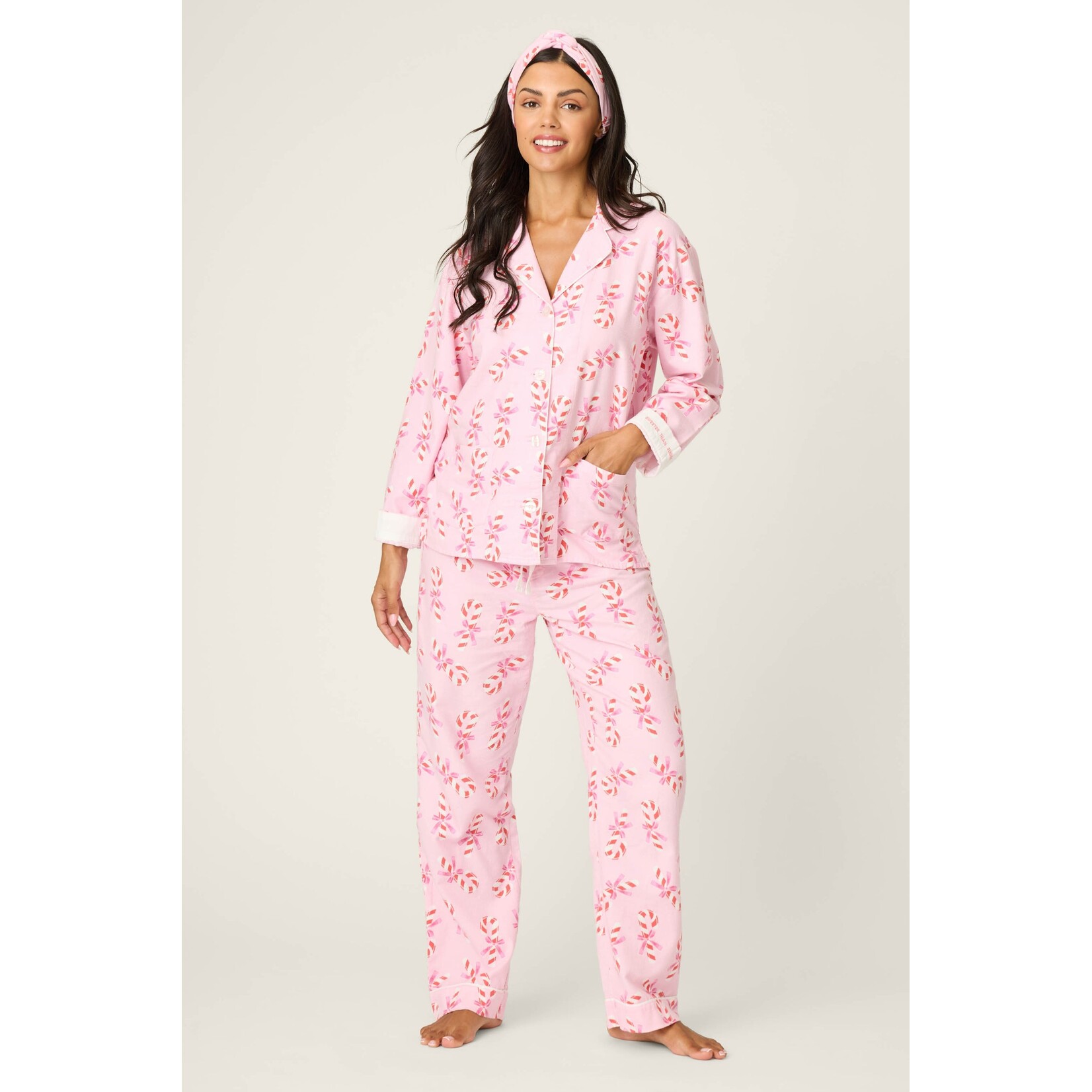 P.J. Salvage P.J. Salvage Sweeter Than Sugar 3-Piece Candy Cane Print Flannel PJ Set