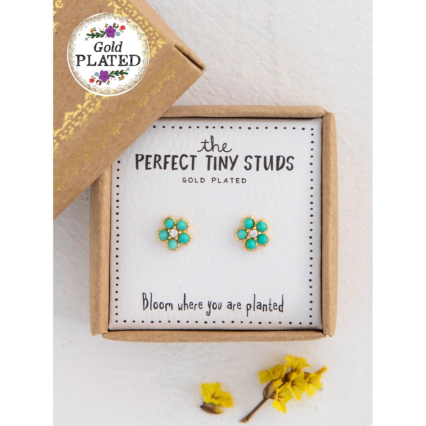 Natural Life Perfect Tiny Turquoise Daisies Stud Earrings
