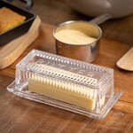 Tablecraft Embossed Butter Dish, "BUTTER"