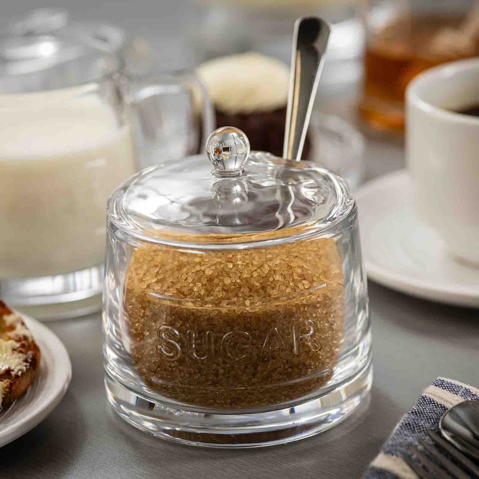 Tablecraft Glass Embossed "Sugar" Jar with Lid