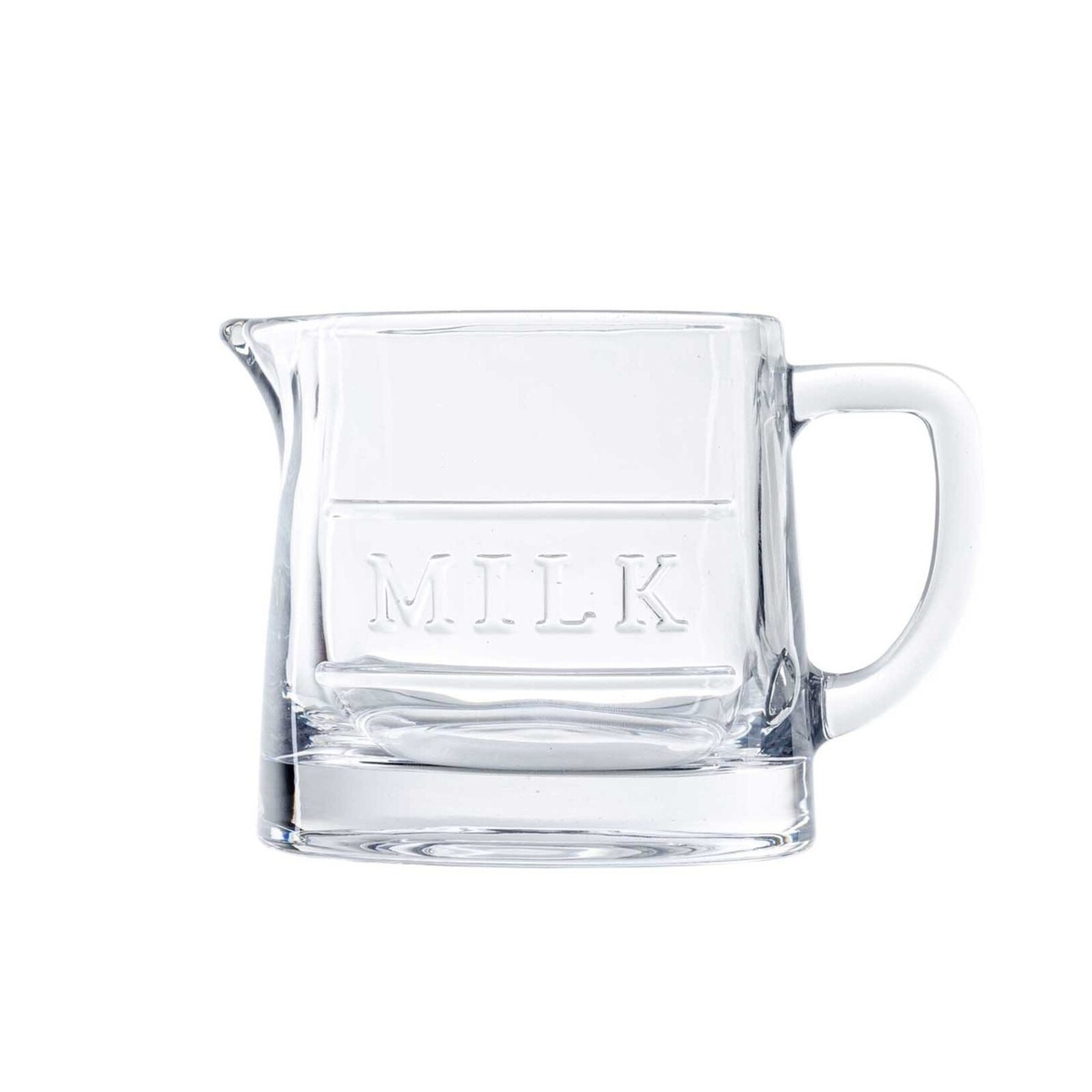 Tablecraft Glass Embossed "Milk" Pitcher
