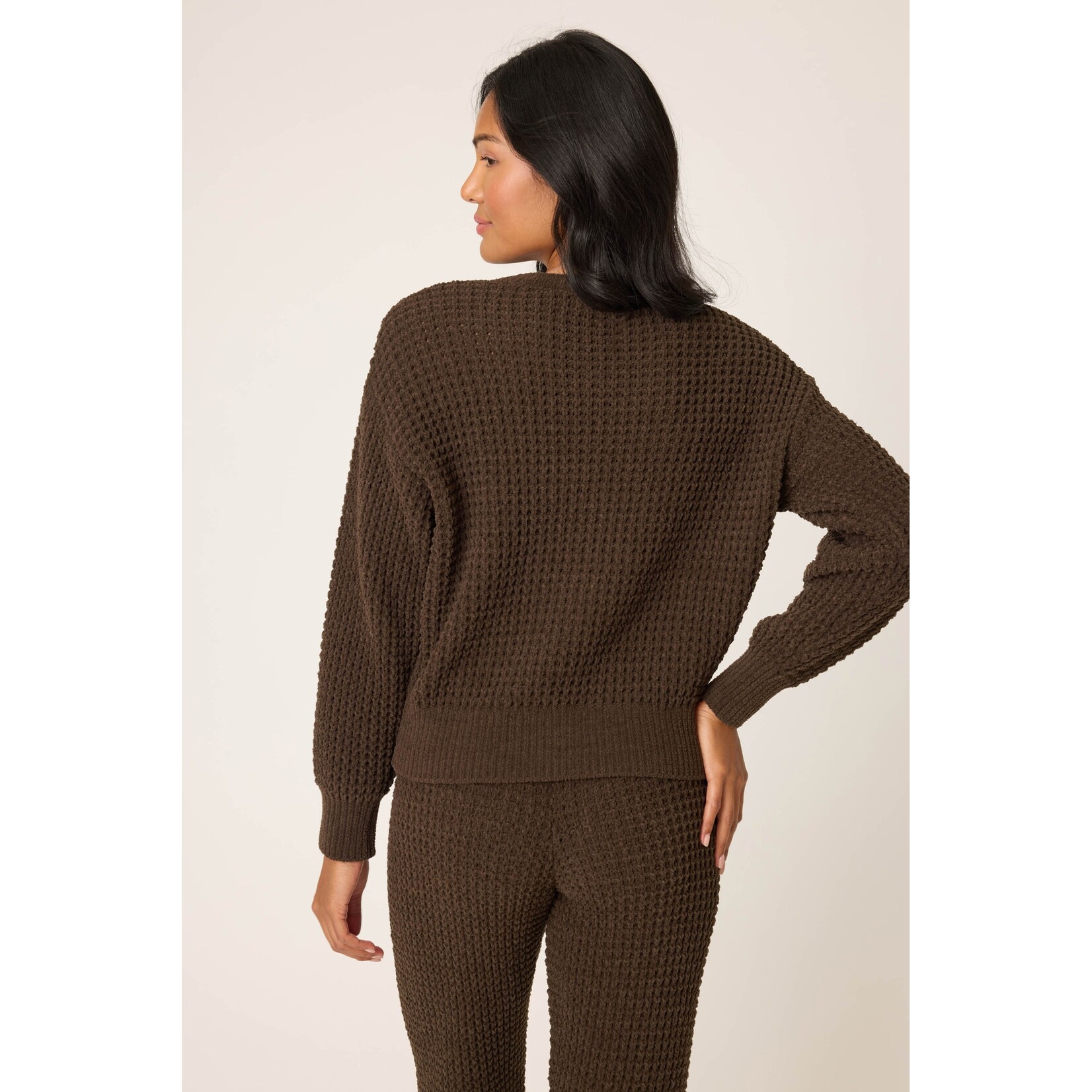 P.J. Salvage P.J. Salvage Chenille Waffle Long Sleeve Chocolate Top