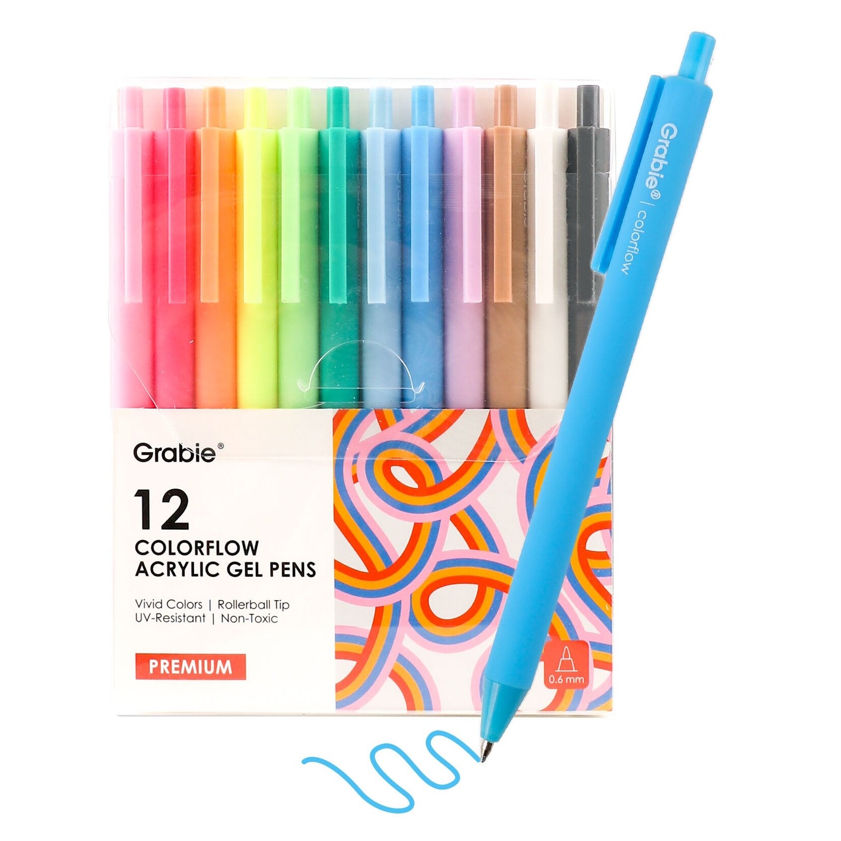 Grabie Retractable Colorflow Acrylic Gel Pen Set of 12