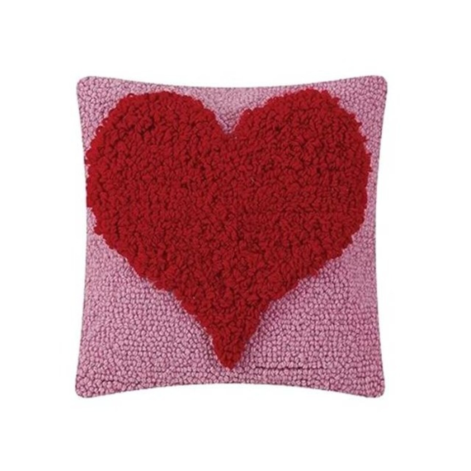 Peking Handicraft Looped Heart Hook Pillow 10x10"