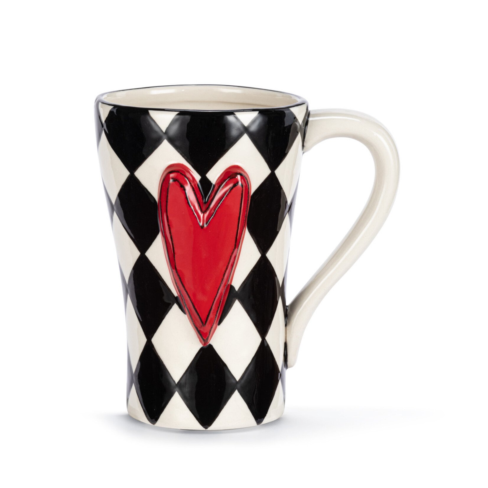 Demdaco Demdaco Tracy Pesche Stoneware Diamond Checker and Heart Mug 15oz